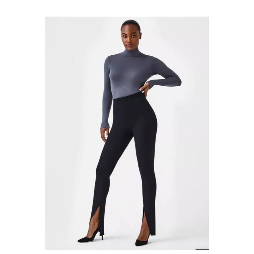 Spanx The Perfect Pants Front Split Ponte Legging Casual Work Black Large 20584R